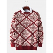 Mens Graphics Knitting Pullover Long Sleeve Casual Sweaters