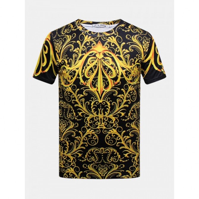 Summer Stylish Mens 3D Royal Printing Casual O-neck Short Sleeve T-shirt